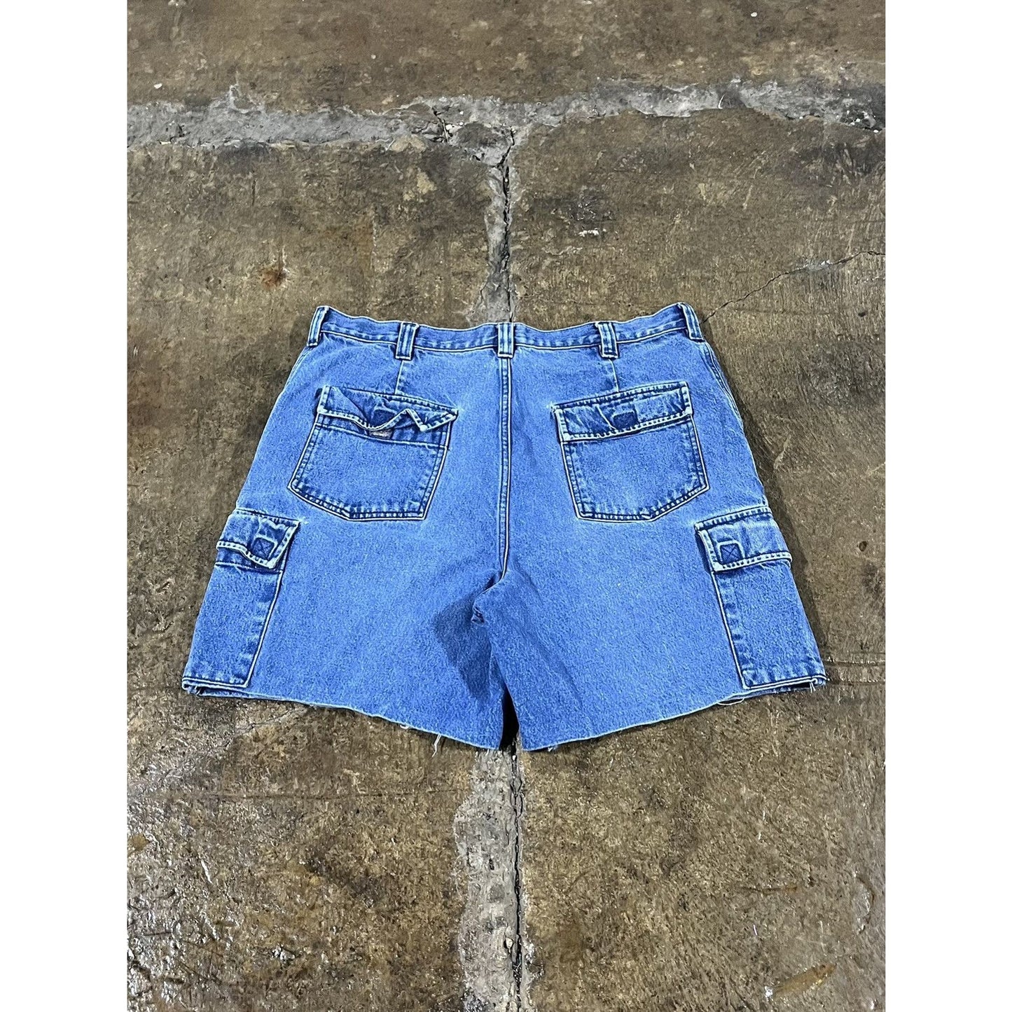 Vintage Y2K Route 66 Carpenter Utility Denim Shorts (34)