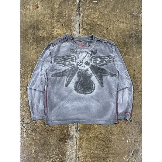 Y2K Skull Grunge Affliction Style Longsleeve Shirt (XS)