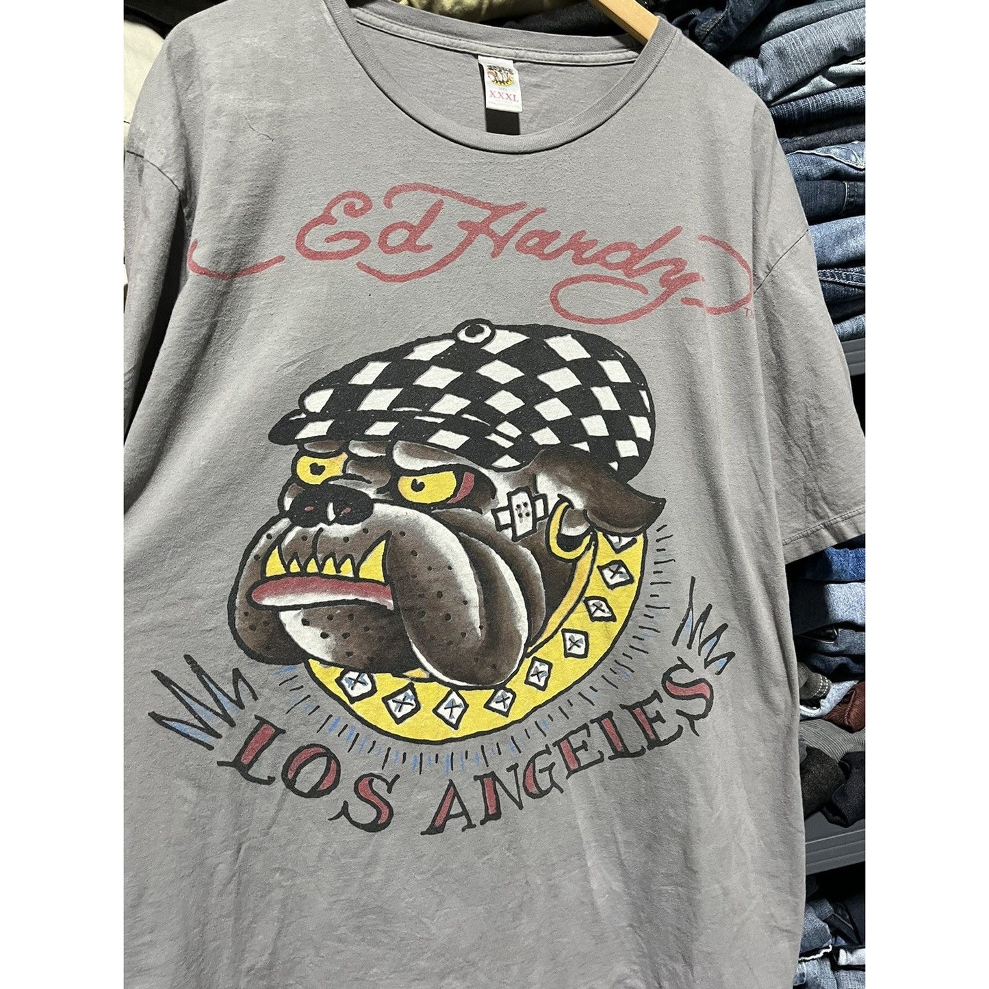 Crazy Y2K Ed Hardy Bulldog Tee Shirt (XXXL)