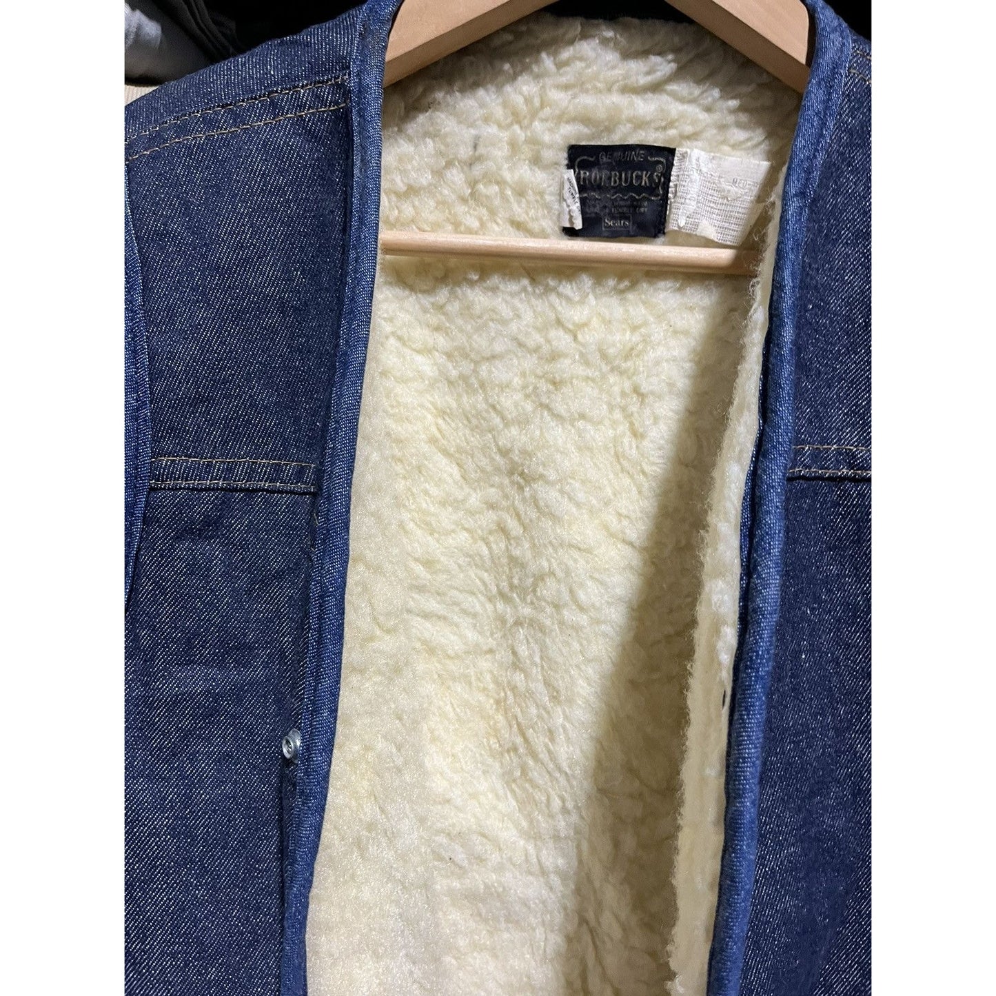 True Vintage 70s Sears Roebucks Sherpa Lined Denim Vest (M)