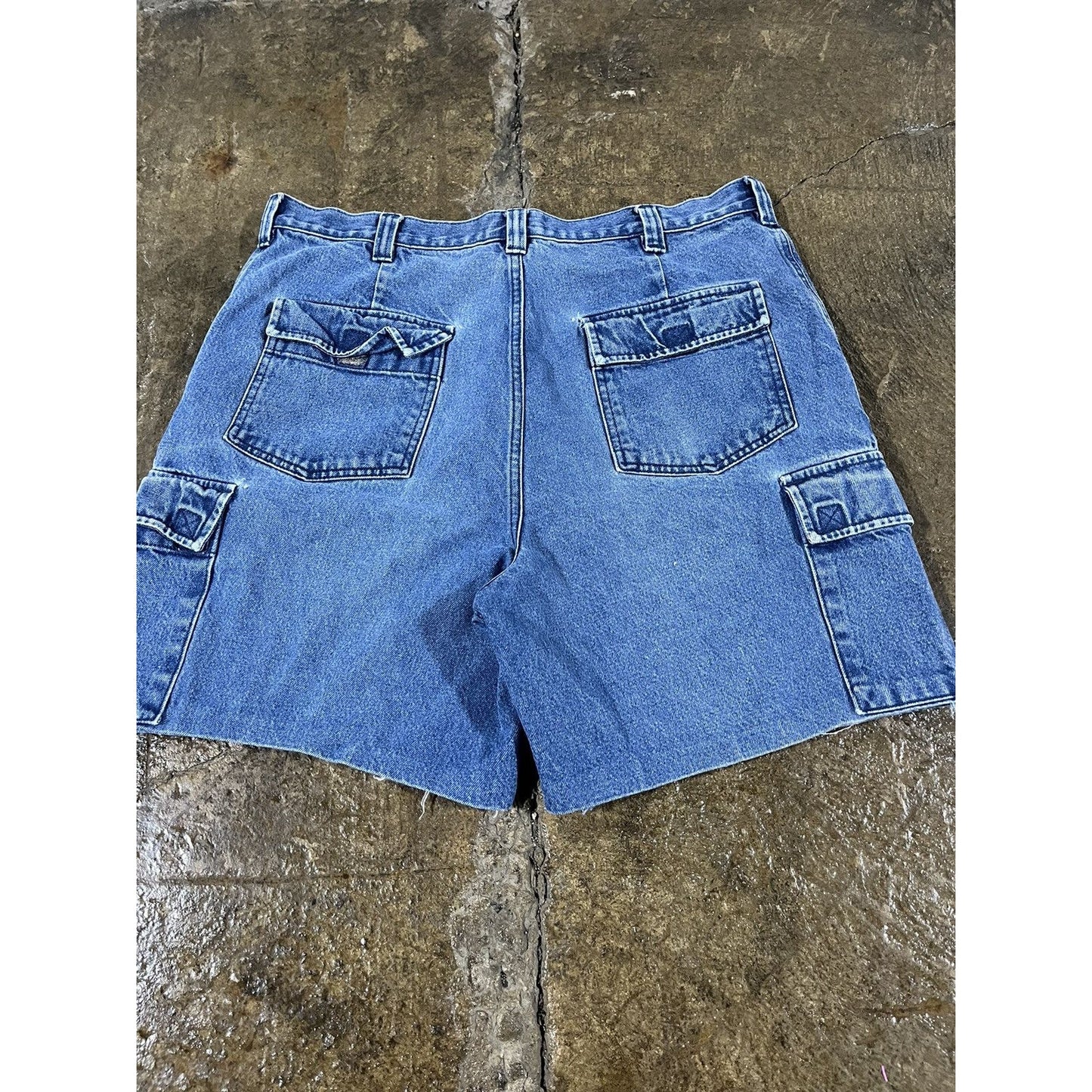 Vintage Y2K Route 66 Carpenter Utility Denim Shorts (34)