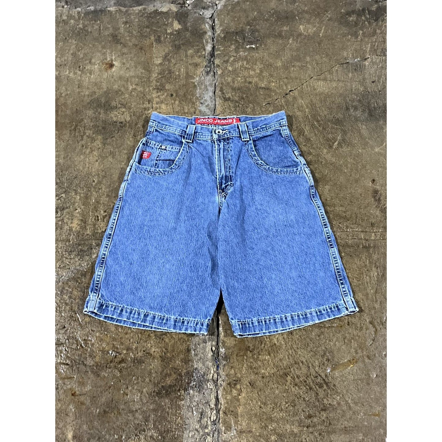 Vintage Y2K JNCO Embroidered Dragon Denim Shorts (28)