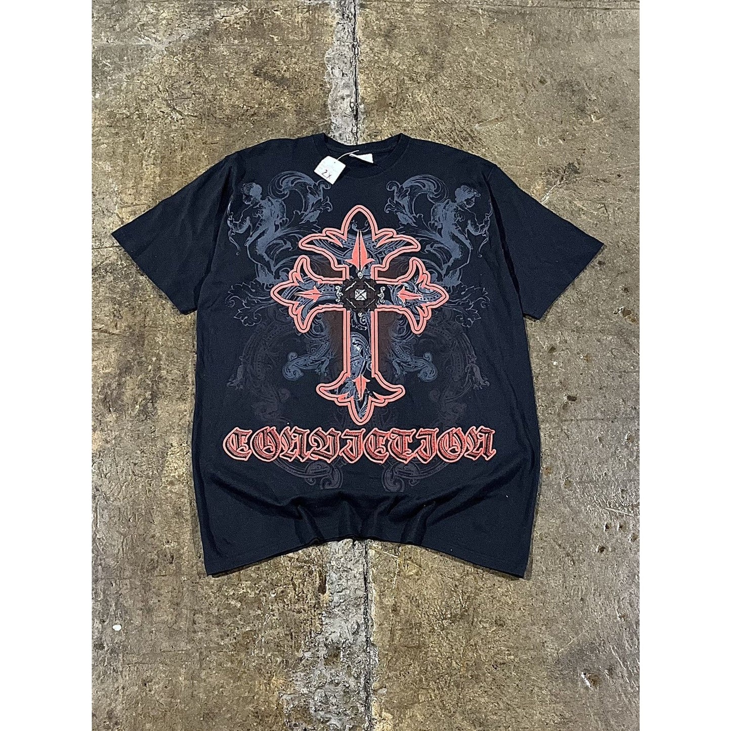 Vintage Y2K Grunge Cross Affliction Style Tee Shirt (XXL)