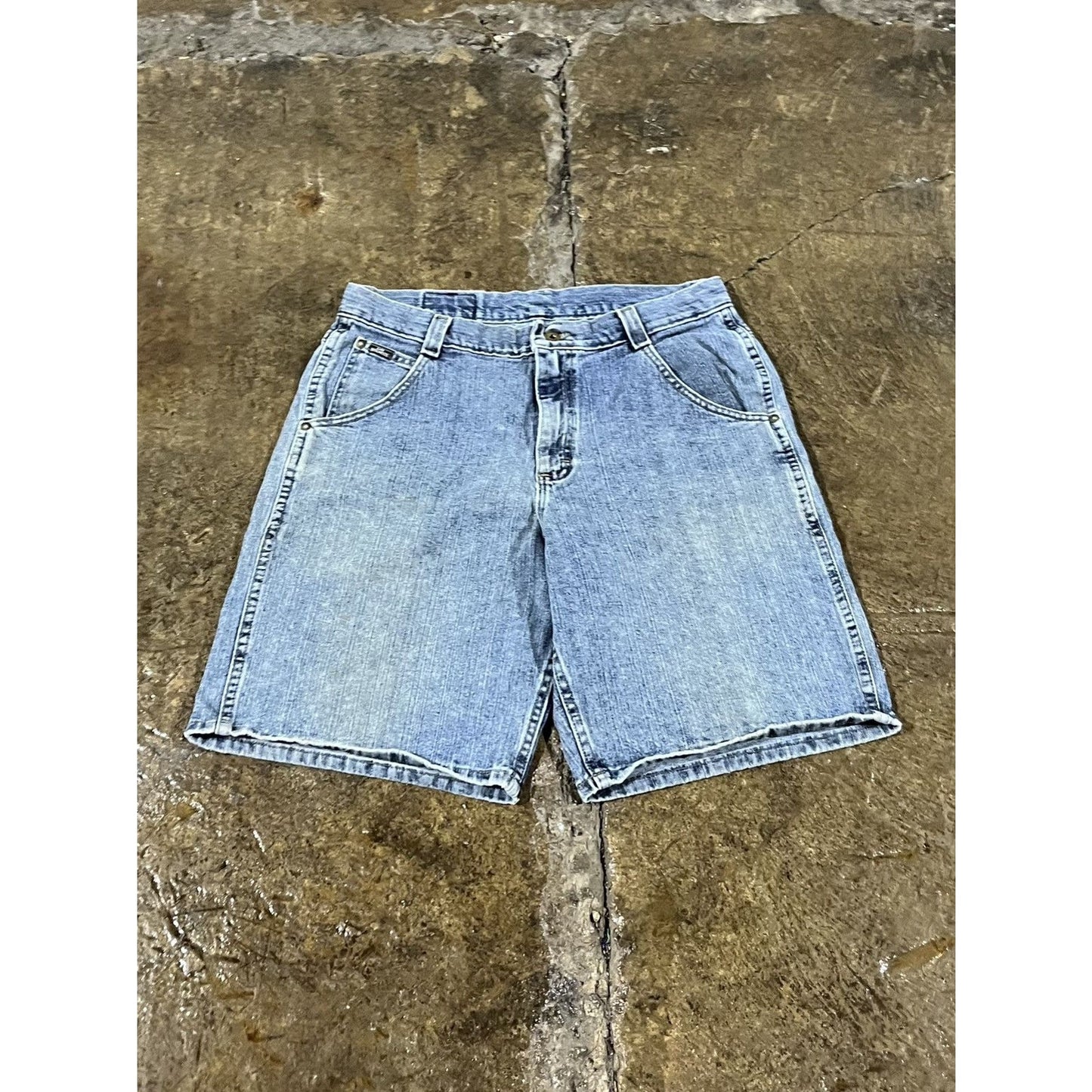 Vintage Y2K Lee Baggy Workwear Utility Denim Shorts (32)