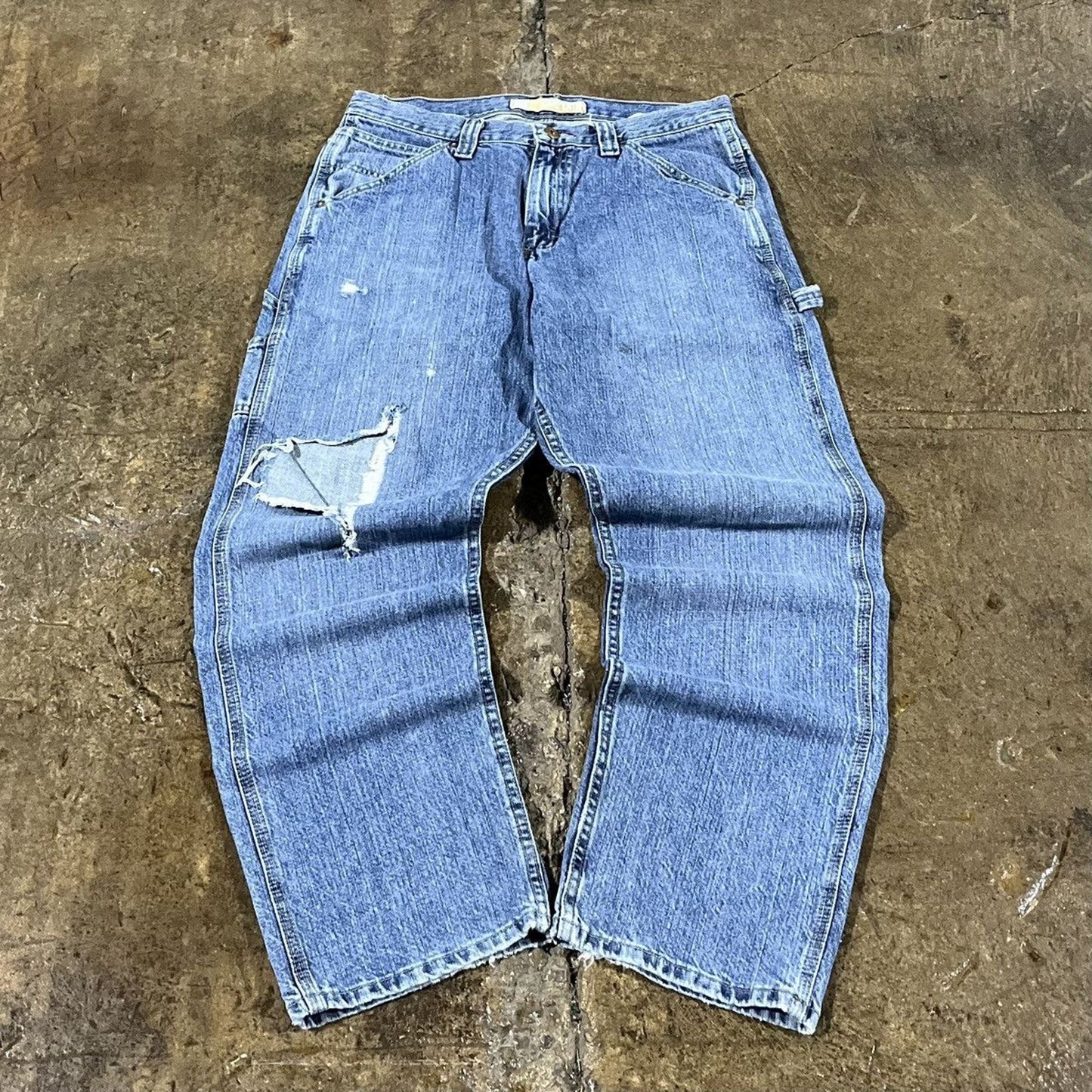 Vintage Distressed Lee Workwear Carpenter Jeans (32)