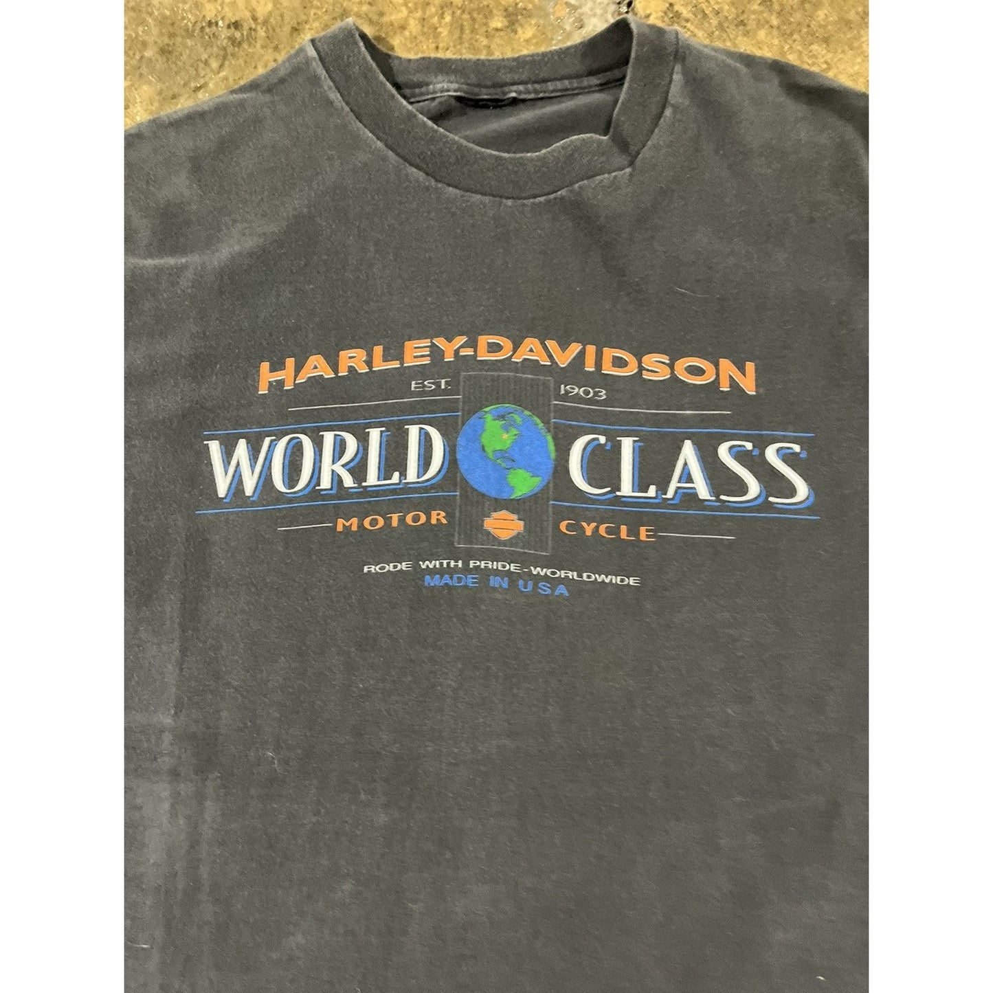 Vintage 90s Harley Davidson Faded Biker Logo Tee Shirt (L)