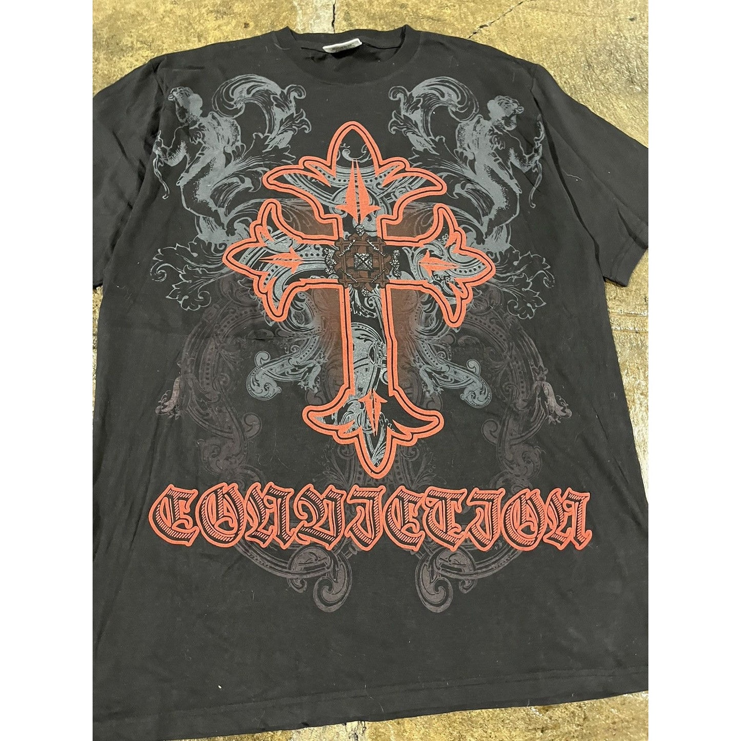 Vintage Y2K Grunge Cross Affliction Style Tee Shirt (XL)