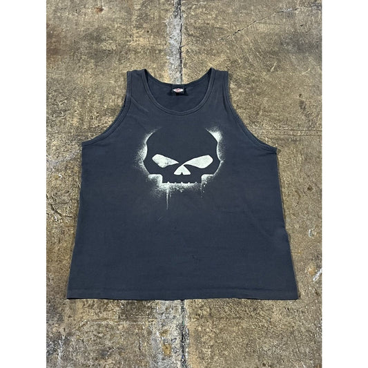 Vintage 00's Harley Davidson Grunge Biker Skull Tank Top (XL)