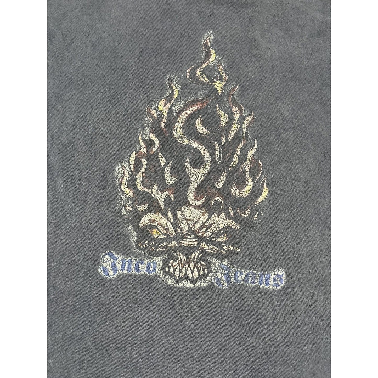 Vintage 90s Y2K Faded JNCO Jeans Skull Flames Tee Shirt