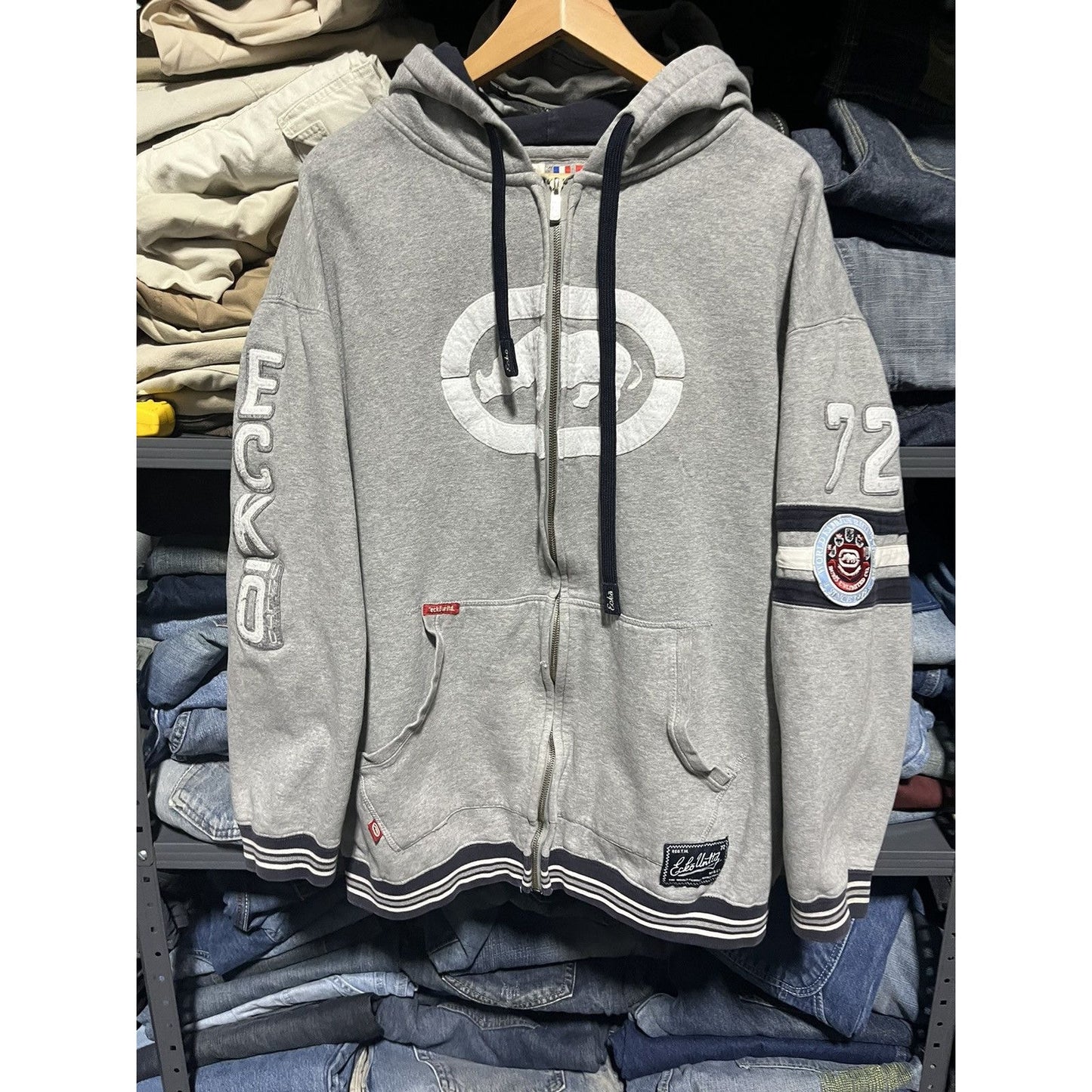 Vintage Y2K Ecko UNLTD Grunge Zip-Up Hoodie (XXL)