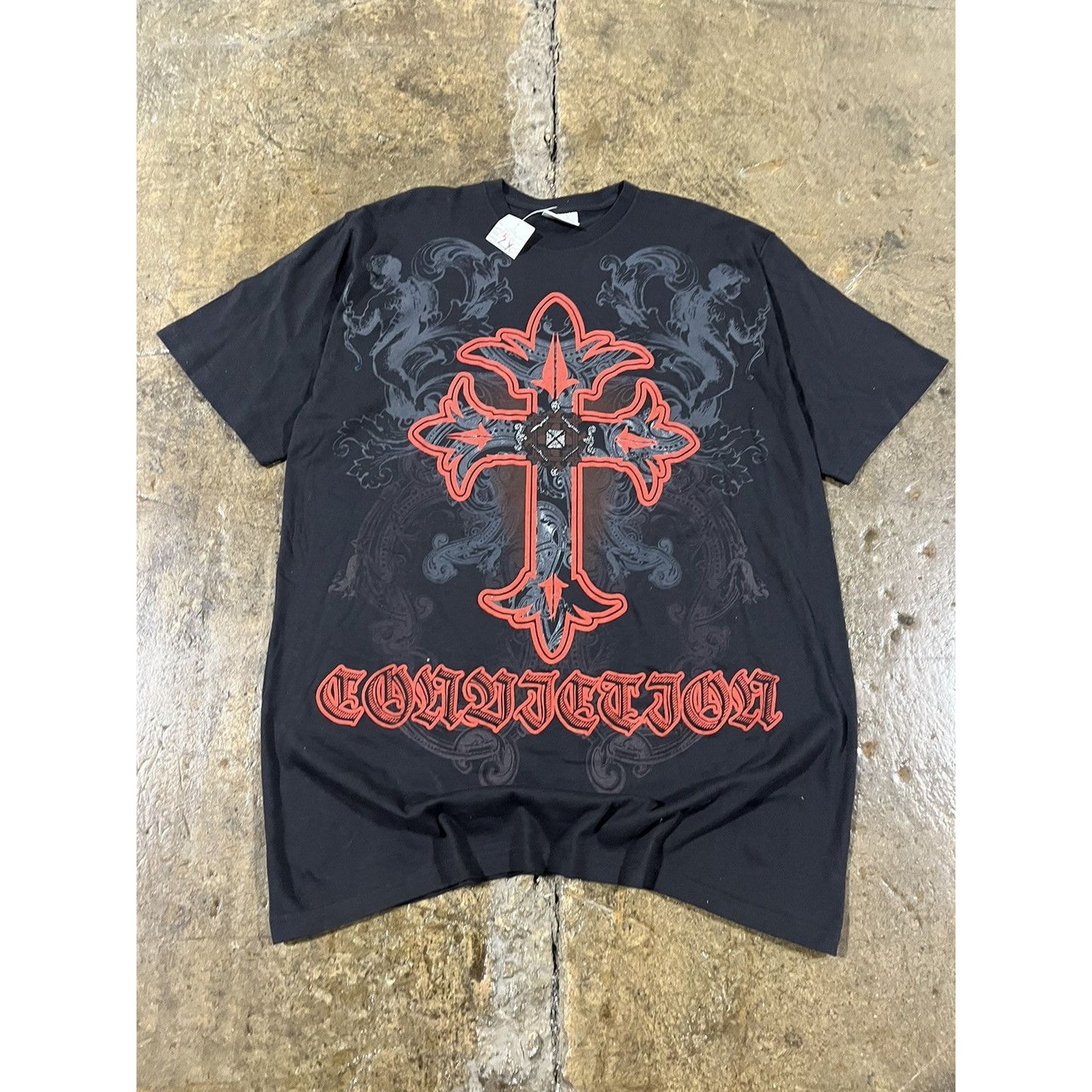 Vintage Y2K Grunge Cross Affliction Style Tee Shirt (XXL)