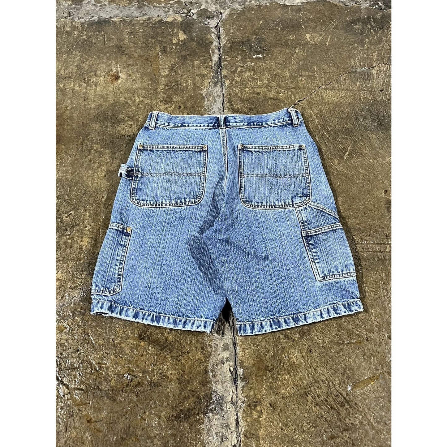 Vintage Y2K Route 66 Baggy Carpenter Utility Denim Shorts (34)