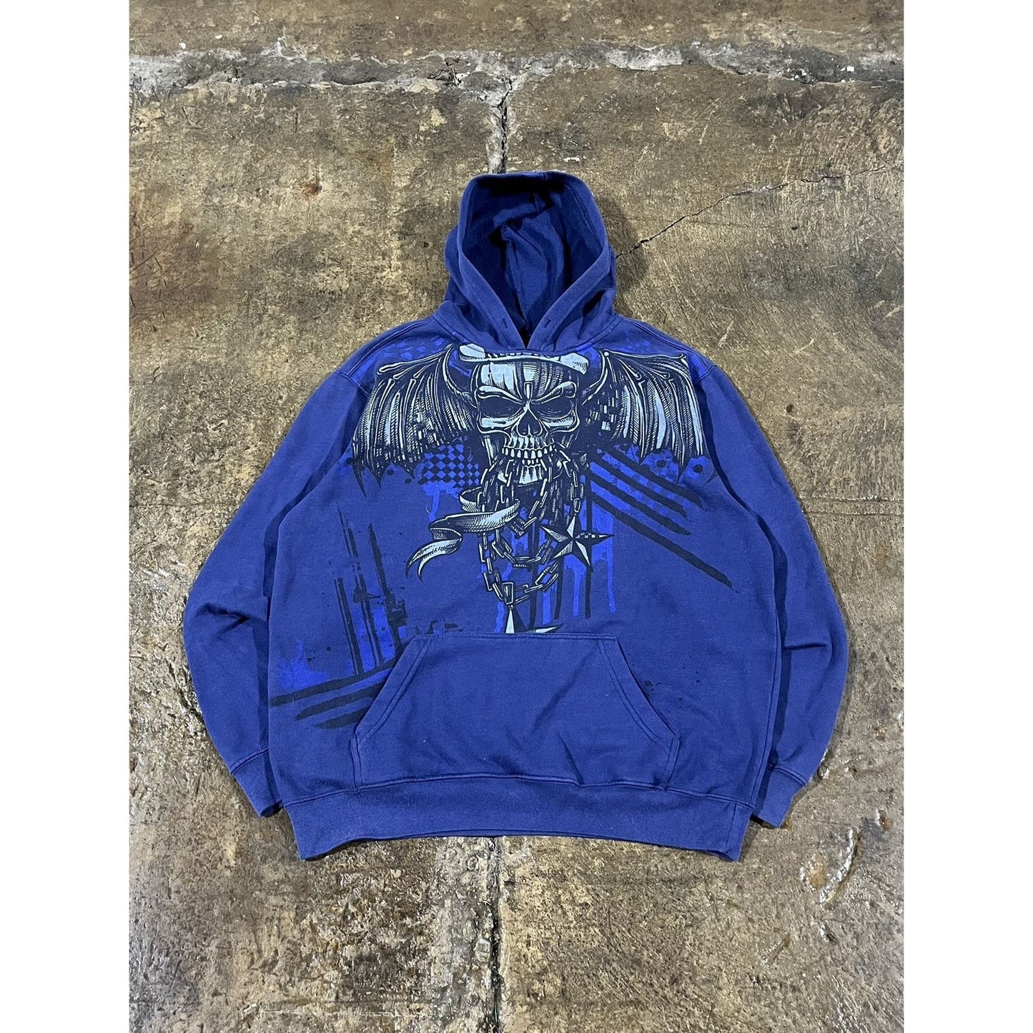 Vintage Y2K Hybrid Skull Wings Hoodie Affliction Style (XL)