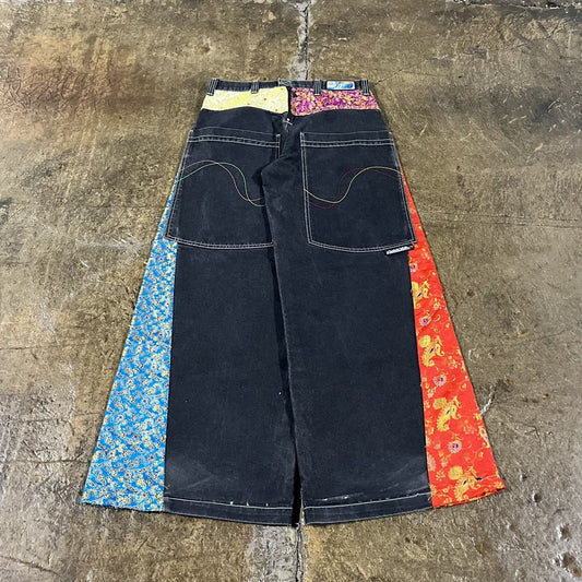 Vintage 90s Y2K JNCO Solid State SUPER Wide Leg Baggy Jeans (34)