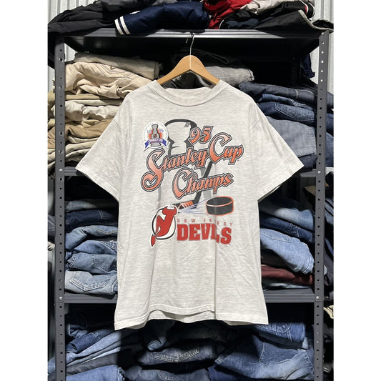 Vintage New Jersey Devils 1995 Stanley Cup NHL Tee Shirt (L)