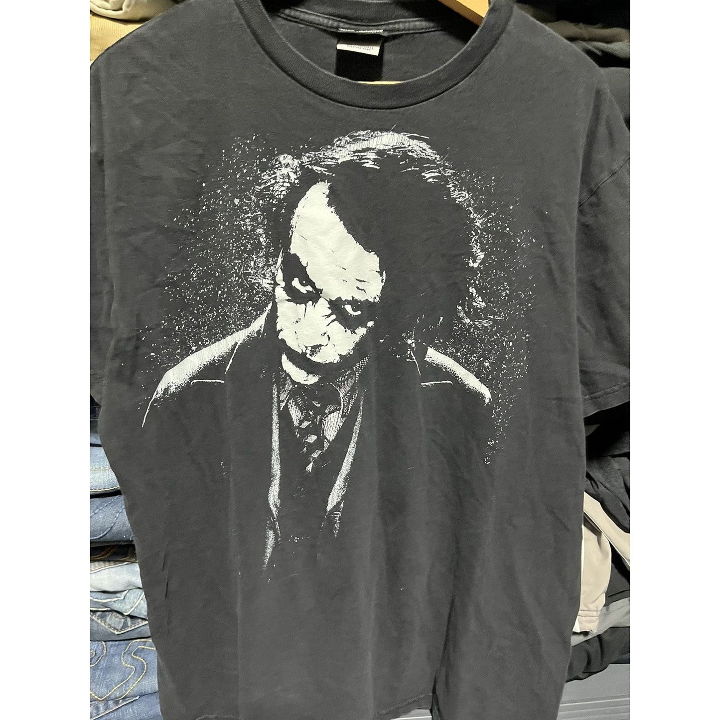 Vintage 2000s Joker The Dark Knight Heath Ledger Batman Movie Promo Tee Shirt (M)