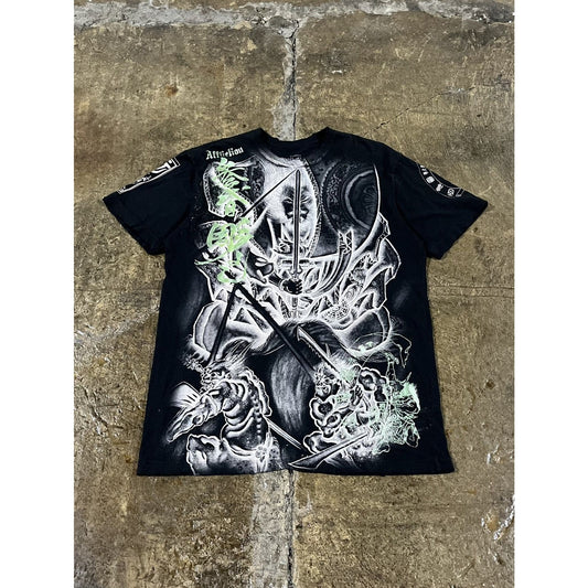 Y2K Affliction Grunge Cross Tee Shirt (L)