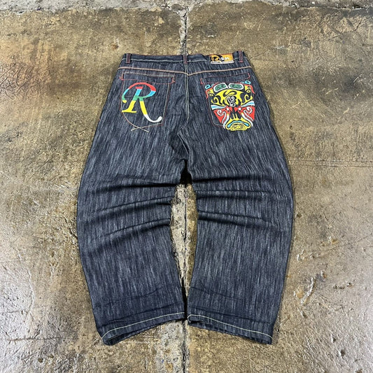 Vintage Y2K Risk Jeans Baggy Embroidered (40)