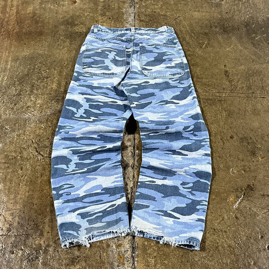 Vintage Y2K Route 66 Blue Camo Baggy Wide Leg Jeans JNCO Style (32)