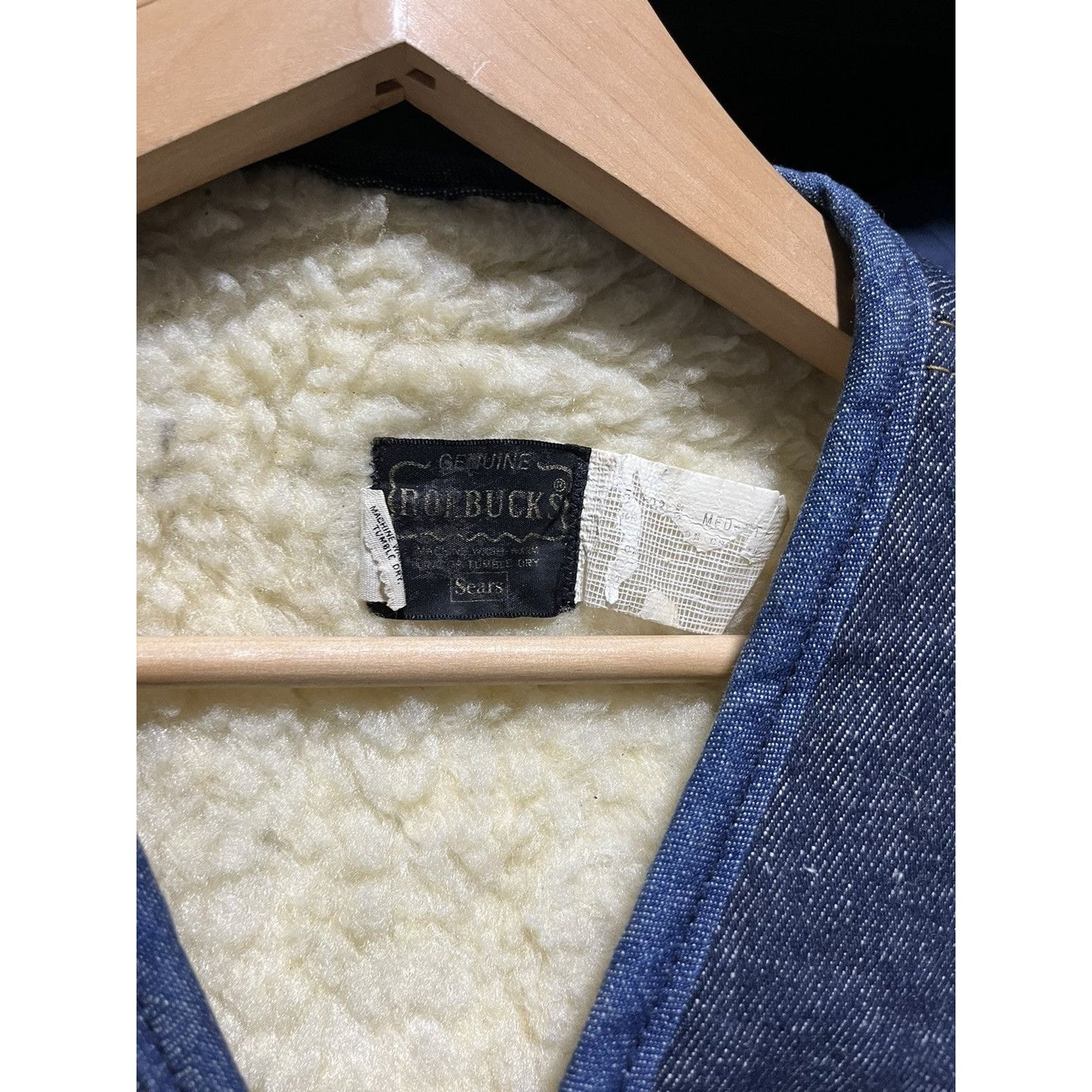 True Vintage 70s Sears Roebucks Sherpa Lined Denim Vest (M)