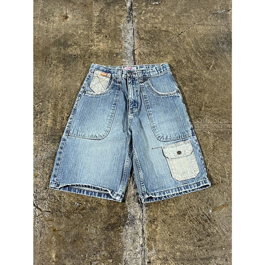 Vintage Y2K Xtreme Limit Baggy Denim Short Utility JNCO Style (26)