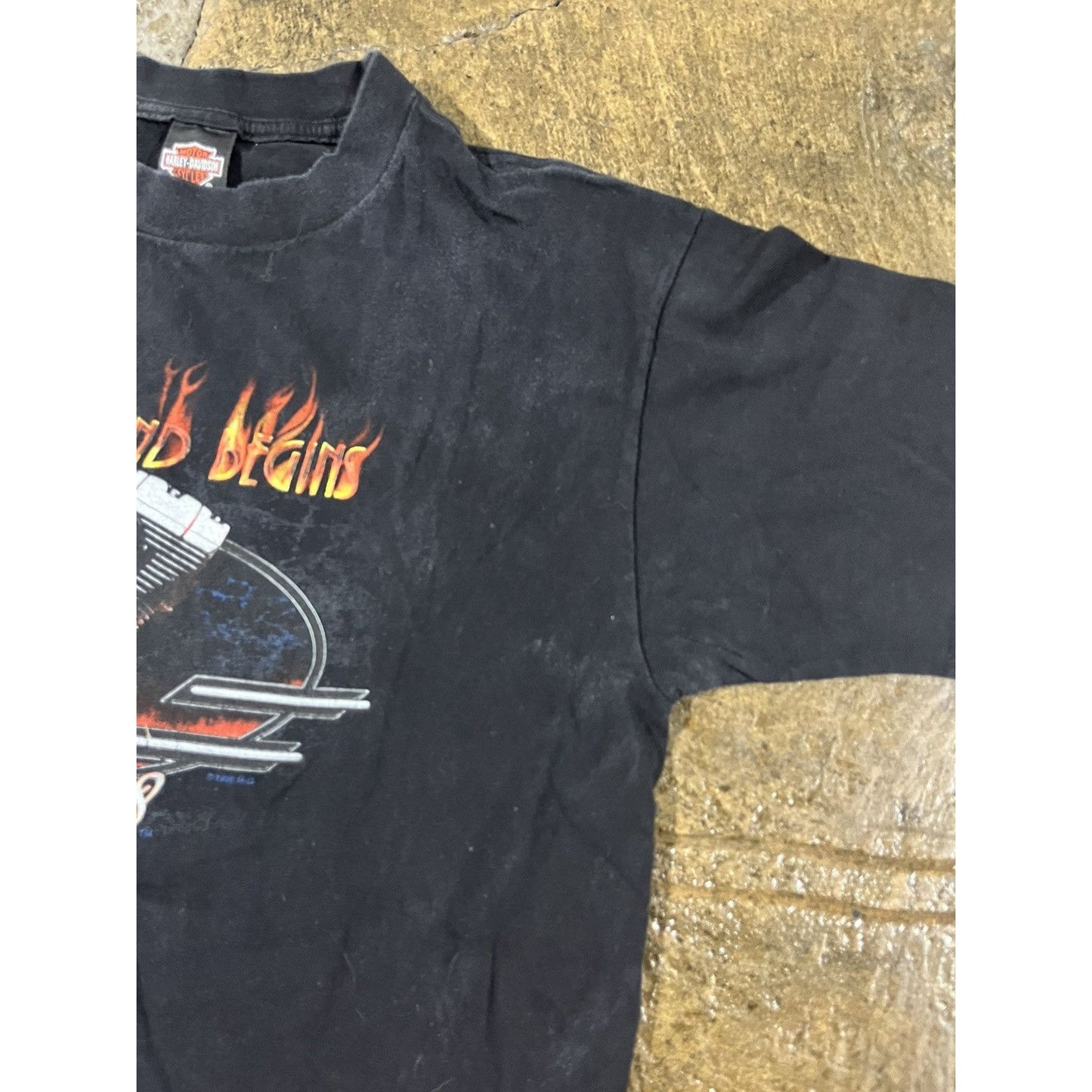 Vintage 90s Harley Davidson Flames Grunge Biker Tee Shirt (L)