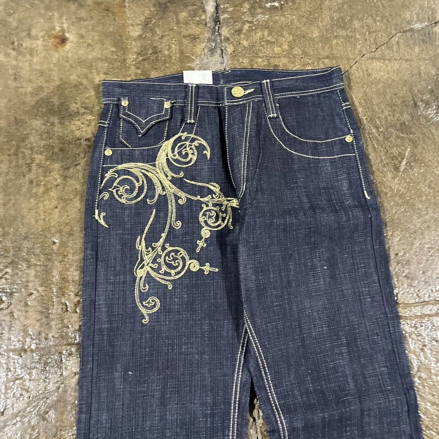 Vintage Y2K Delf Embroidered Grunge Baggy Jeans JNCO Style NEW W/ TAGS Deadstock (33)