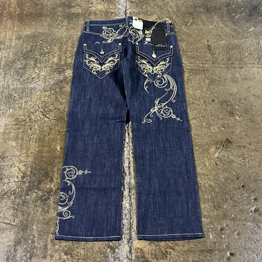 Vintage Y2K Delf Embroidered Grunge Baggy Jeans JNCO Style NEW W/ TAGS Deadstock (33)