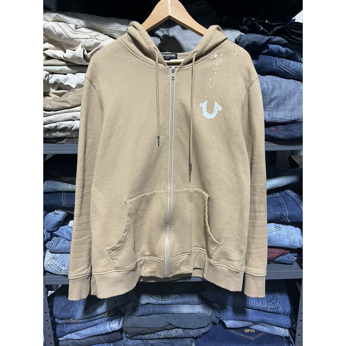 Vintage Y2K True Religion Grunge Zip-Up Hoodie (XL)