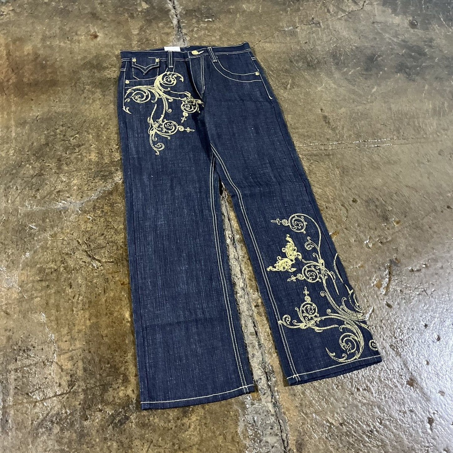 Vintage Y2K Delf Embroidered Grunge Baggy Jeans JNCO Style NEW W/ TAGS Deadstock (33)