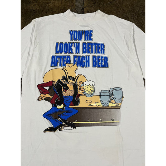 Vintage 90s Funny Beer Alcohol Humor Tee Shirt (L)