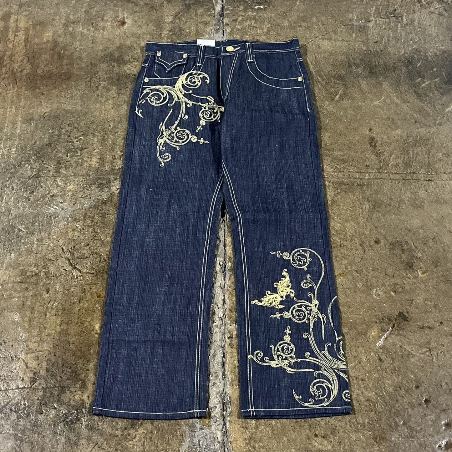 Vintage Y2K Delf Embroidered Grunge Baggy Jeans JNCO Style NEW W/ TAGS Deadstock (33)