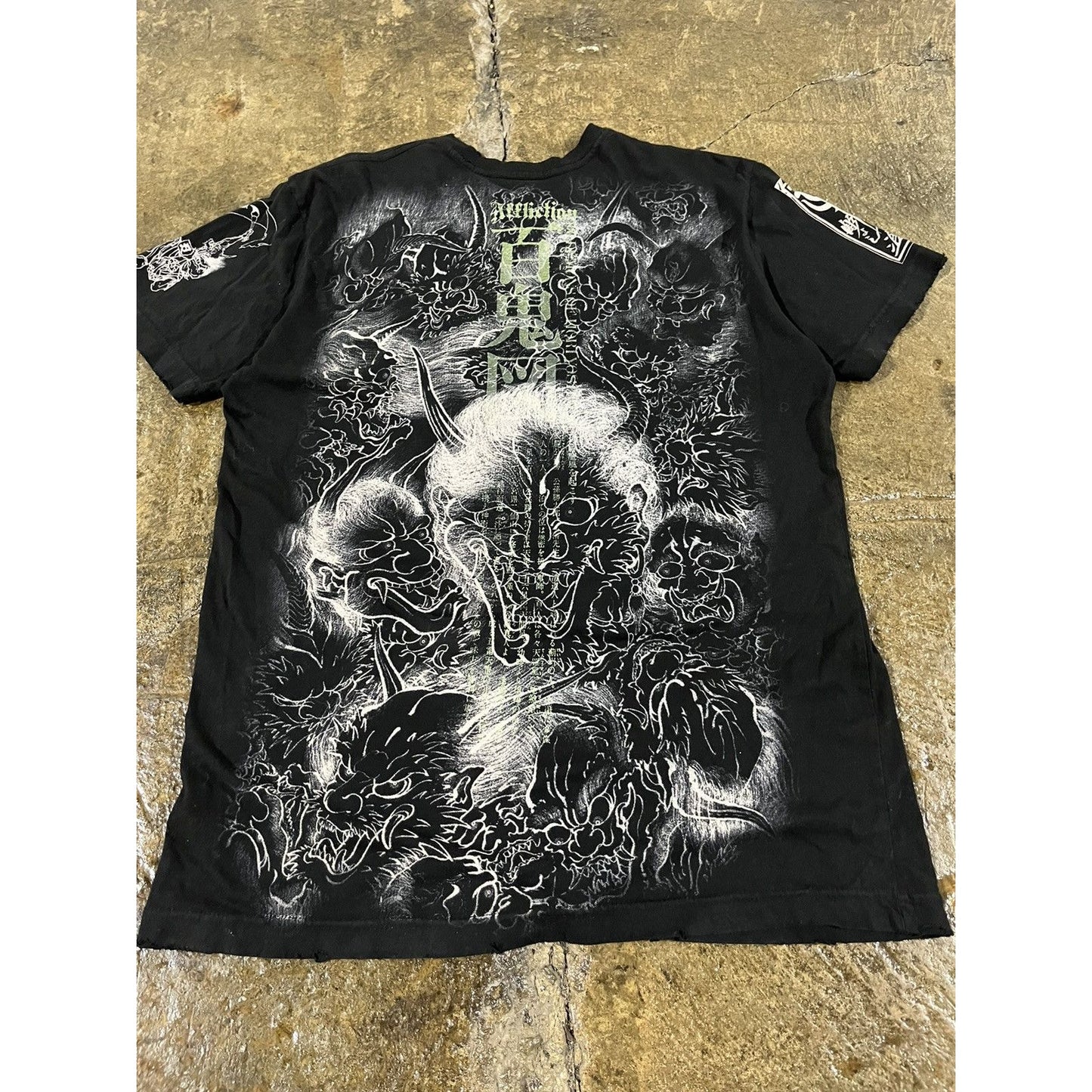 Y2K Affliction Grunge Cross Tee Shirt (L)