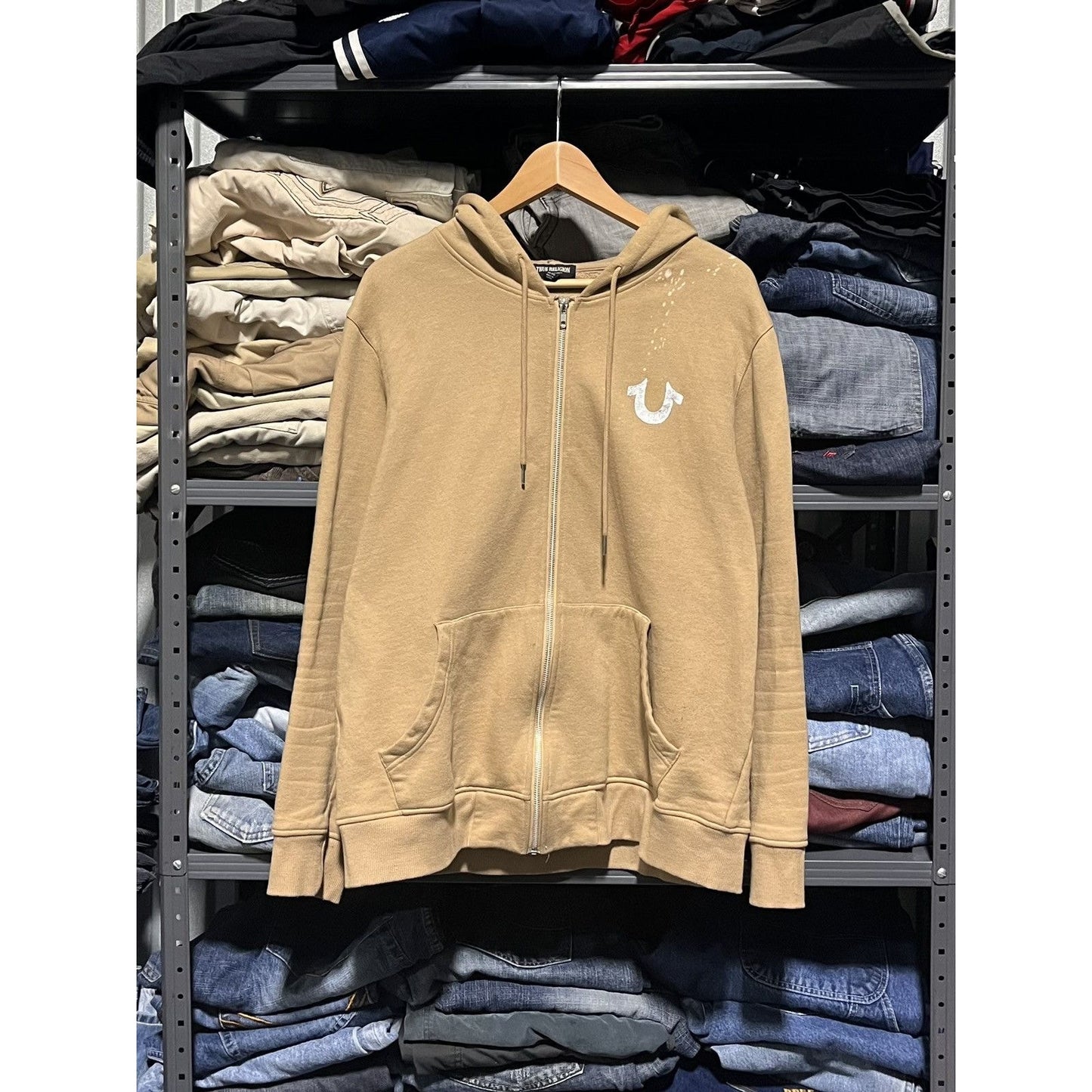 Vintage Y2K True Religion Grunge Zip-Up Hoodie (XL)