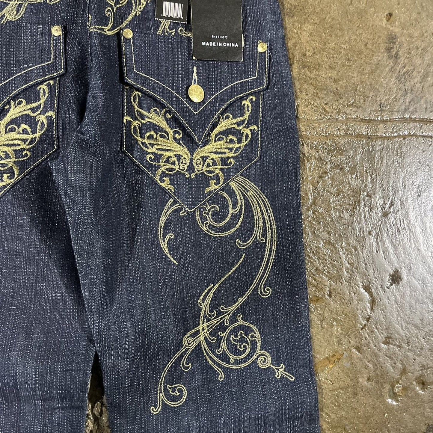 Vintage Y2K Delf Embroidered Grunge Baggy Jeans JNCO Style NEW W/ TAGS Deadstock (33)