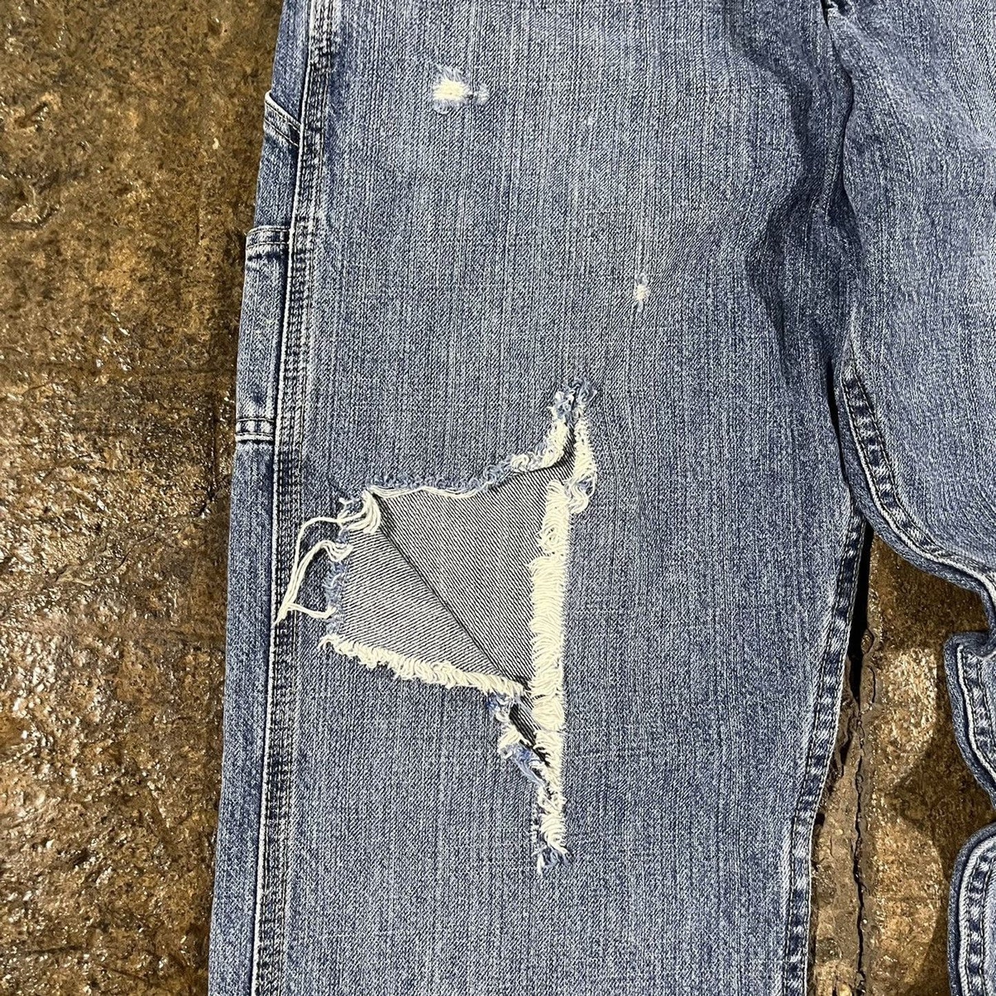 Vintage Distressed Lee Workwear Carpenter Jeans (32)