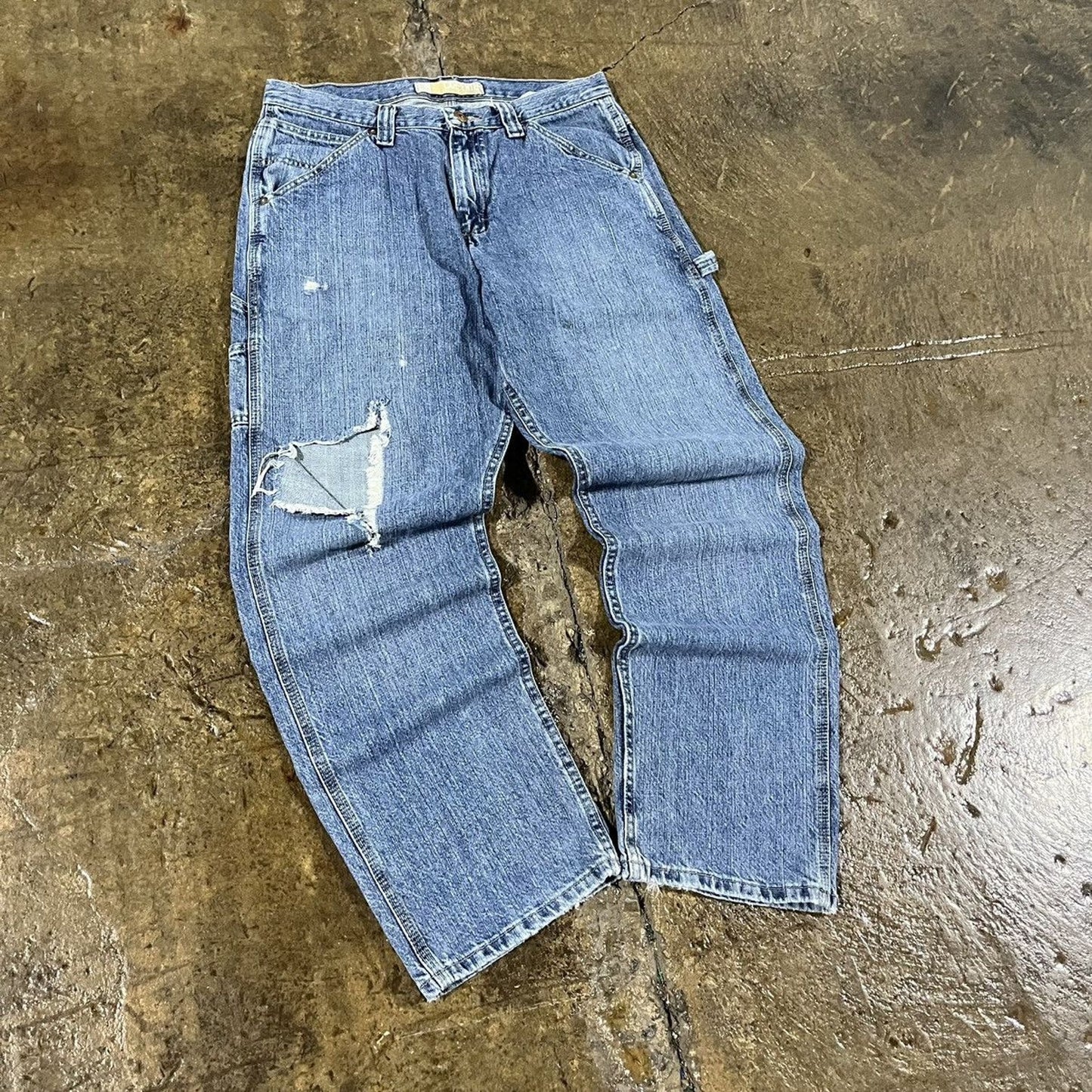 Vintage Distressed Lee Workwear Carpenter Jeans (32)