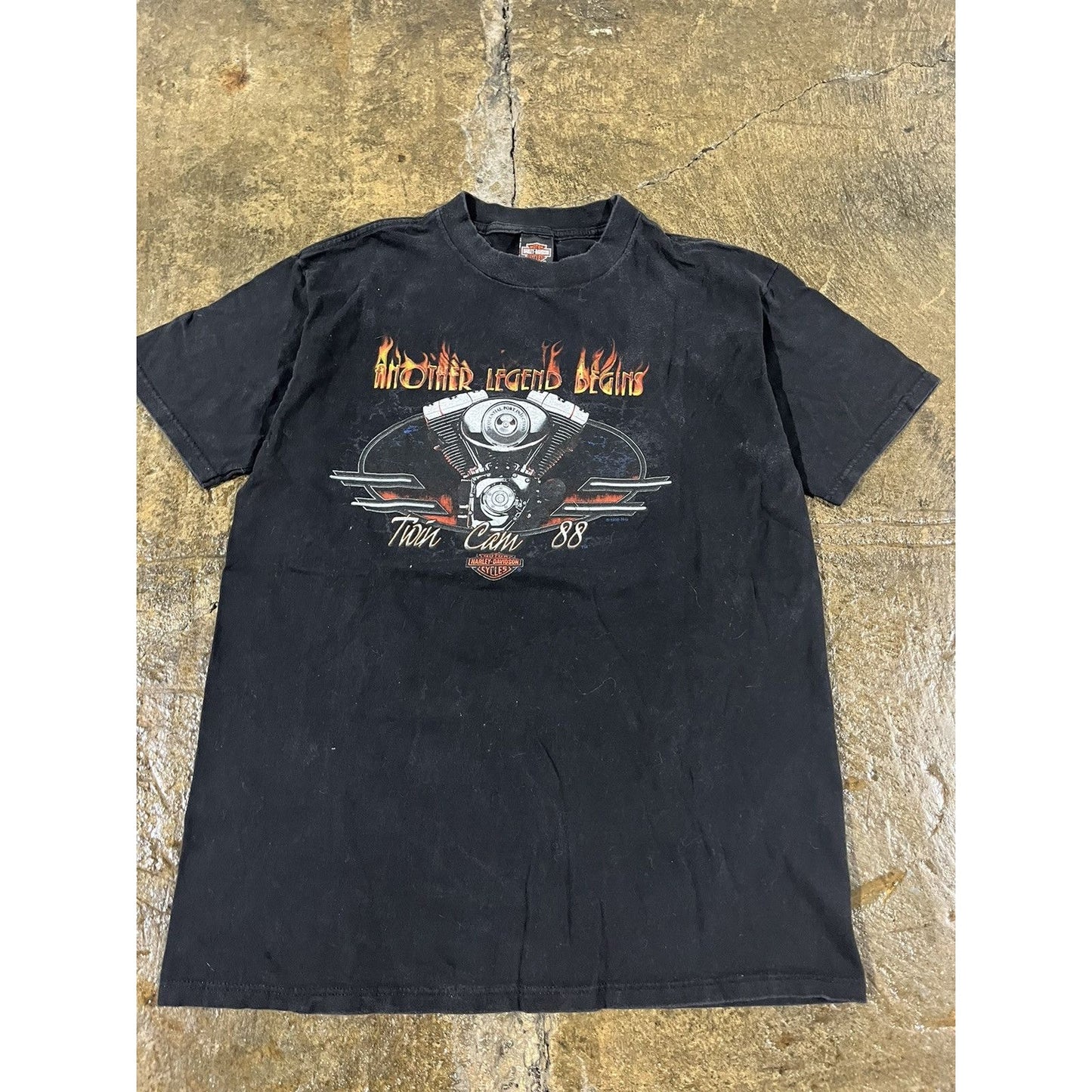 Vintage 90s Harley Davidson Flames Grunge Biker Tee Shirt (L)