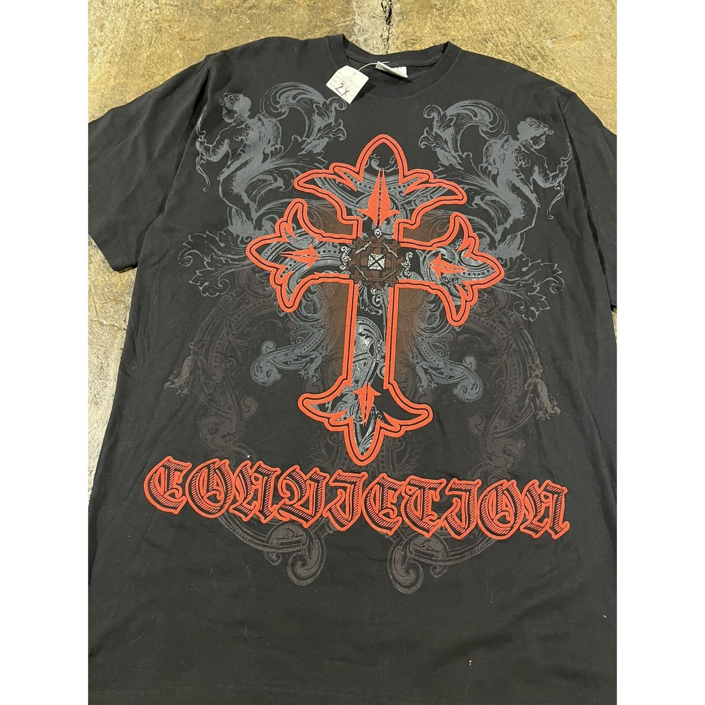 Vintage Y2K Grunge Cross Affliction Style Tee Shirt (XXL)