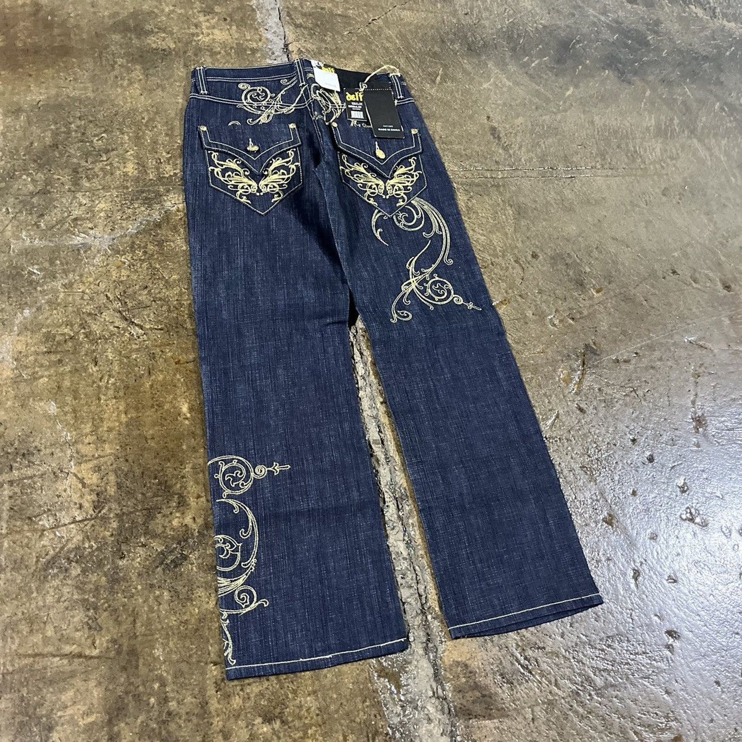 Vintage Y2K Delf Embroidered Grunge Baggy Jeans JNCO Style NEW W/ TAGS Deadstock (33)